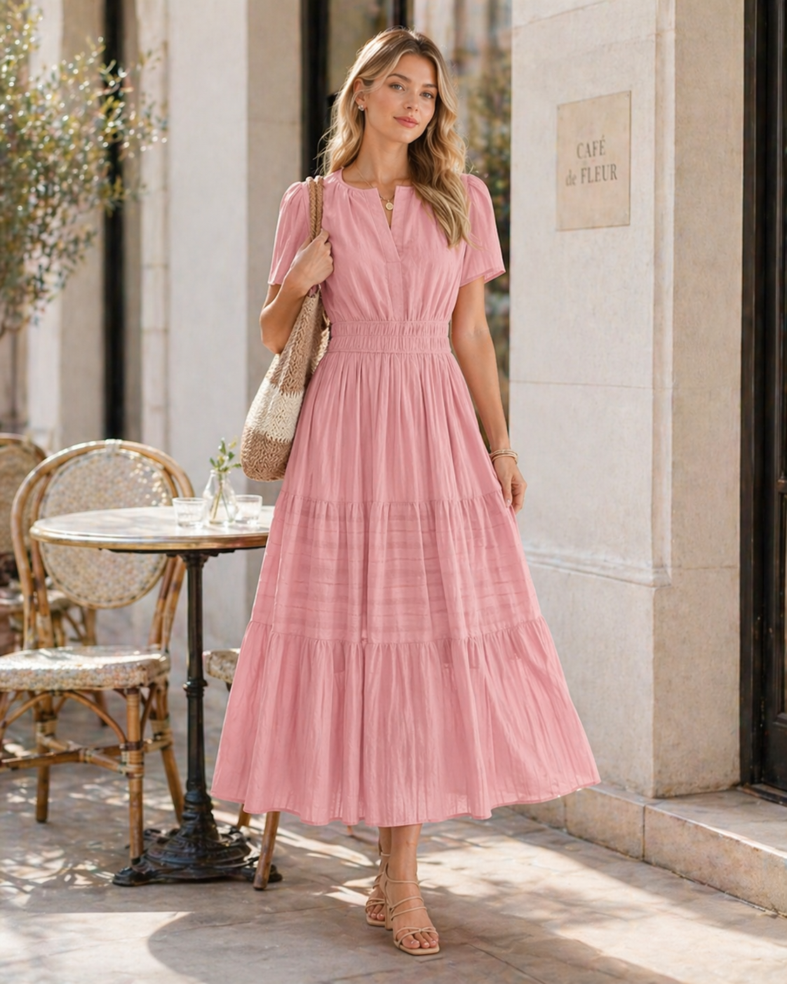 Summer Tiered Maxi Dress with Pockets