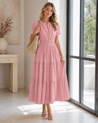 Summer Tiered Maxi Dress with Pockets