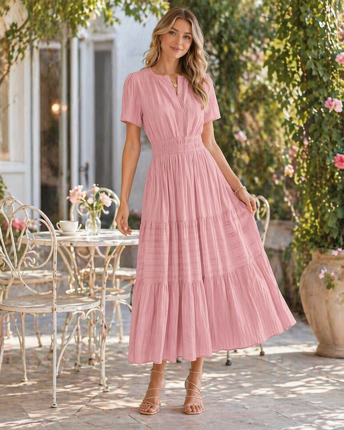 Summer Tiered Maxi Dress with Pockets