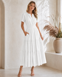 Summer Tiered Maxi Dress with Pockets
