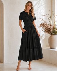 Summer Tiered Maxi Dress with Pockets