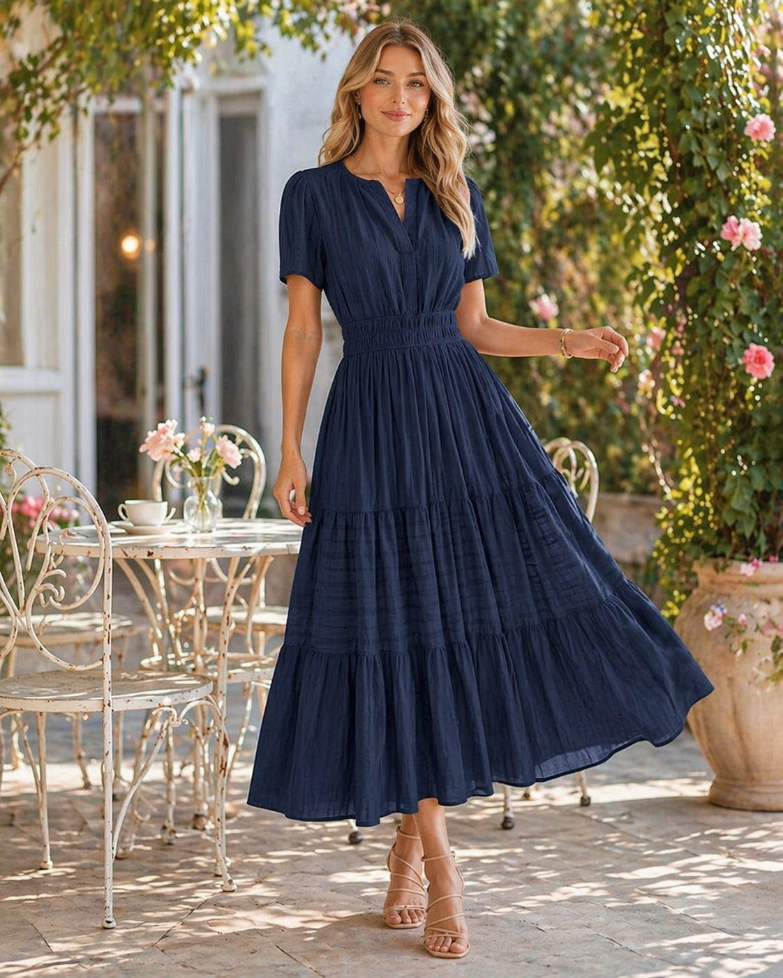 Summer Tiered Maxi Dress with Pockets
