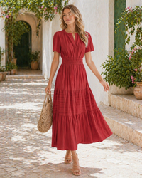 Summer Tiered Maxi Dress with Pockets