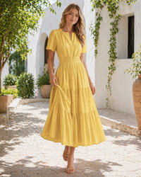 Summer Tiered Maxi Dress with Pockets