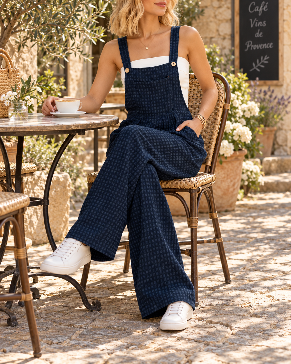 Salopette À Carreaux Et Poches