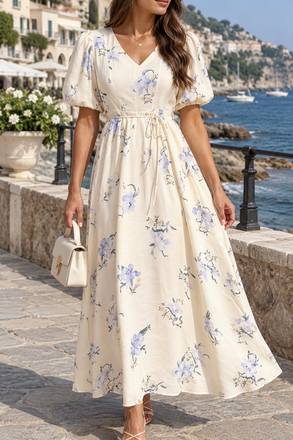 Robe Florale À Manches Bouffantes