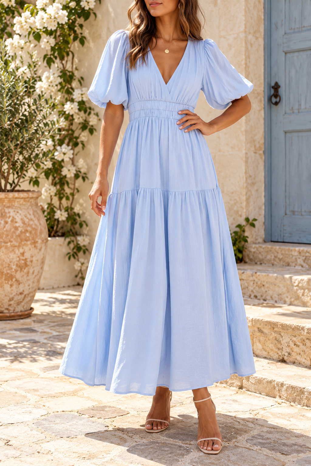 Robe Élégante À Manches Bouffantes