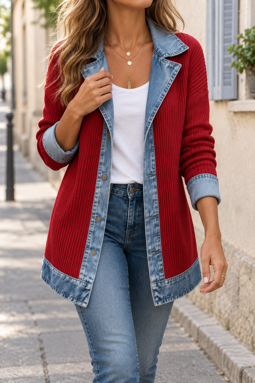 Veste Juliette en maille et denim