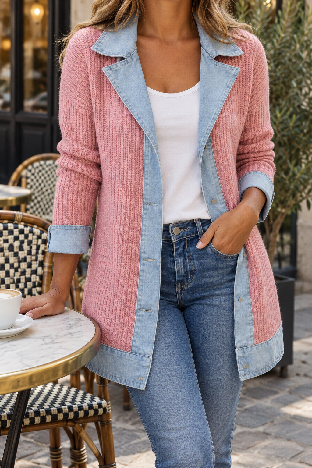 Veste Juliette en maille et denim