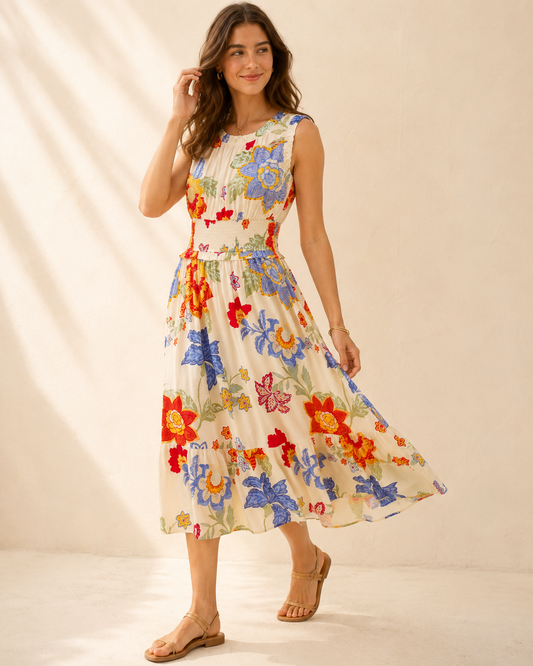 The Bloom Smocked Midi